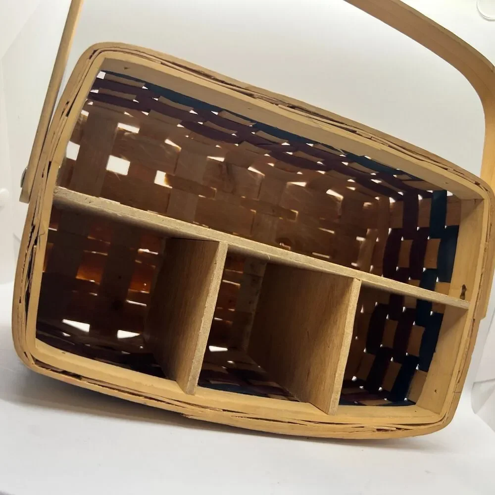 Country Woven Patriotic basket silverware caddy wine picnic usa wicker country